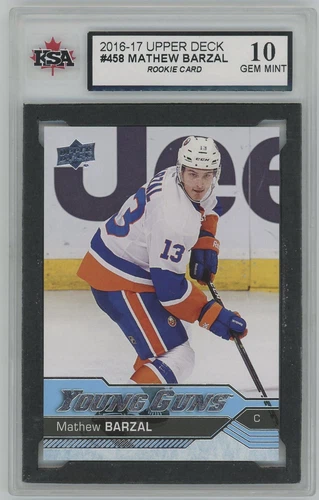 2016-17 Upper Deck Series 2 Mathew Barzal Young Guns Rookie #458 KSA 10 Gem Mint