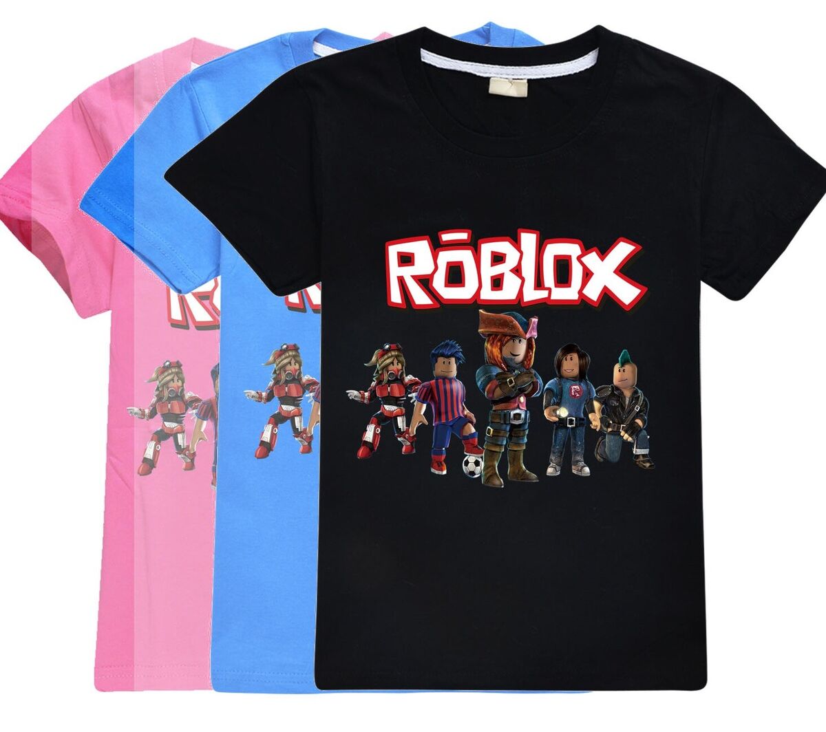 HERSE Kids Unisex T-Shirt Roblox 100% Cotton (4, Black) 