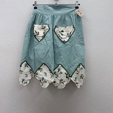 Ganz MaggiB Floral Detail Diamond Hem Cotton Apron NEW Kitchen Cooking