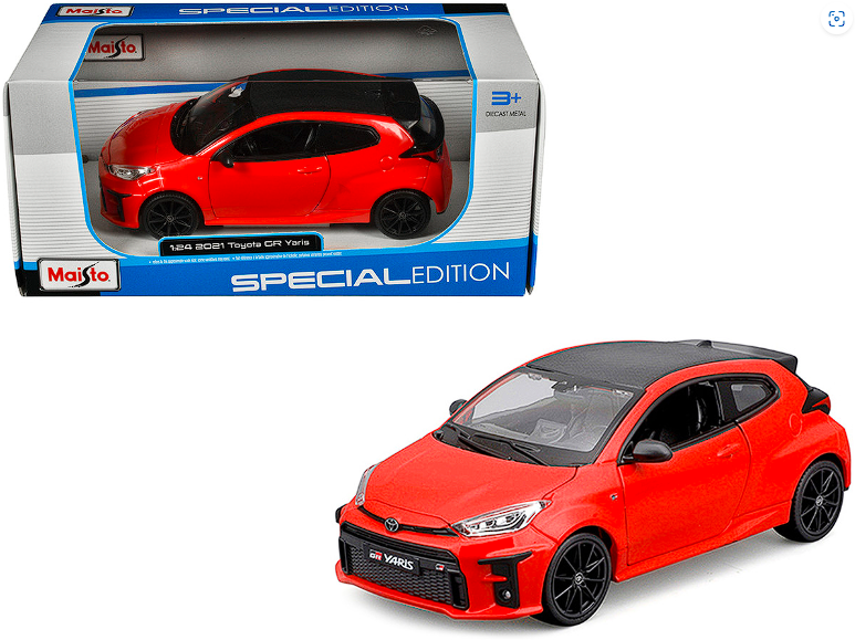 トヨタ GR Yaris ミニカー 赤 Toyota GR Yaris 2021 Red Carbon Top Special Edition Maisto 1
