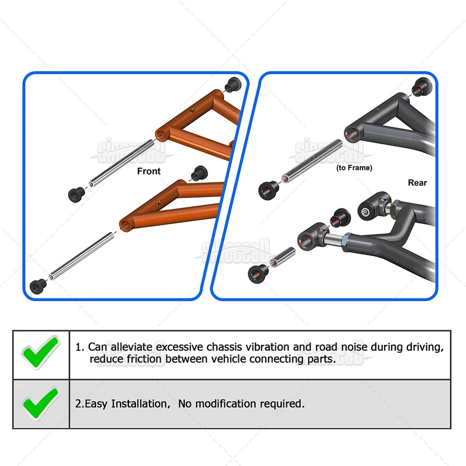 Juego completo de bujes delanteros traseros para OEM brazos A Polaris Ranger 500 700 05-08 Foto 2 de 2