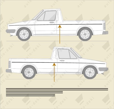 Fits VW Mk1 Caddy - BLACK Swage Line Stripe Decals - Vinyl Stickers ...