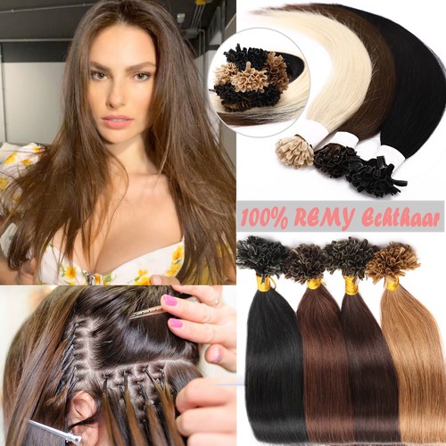 Thick Keratin Nail U-Tip 100% Human Hair Extensions 300S Pre Bonded Fusion 1g/s - Picture 1 of 26