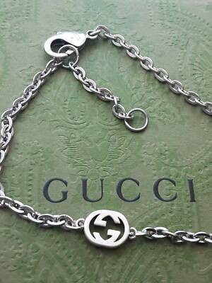 Authentic GUCCI Bracelet logo gg  silver