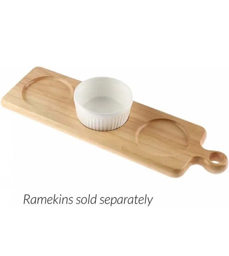 Apollo Hevea Wood Dip Serving Board Platter For Ramekins. Ramekins not included