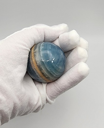 Blue Onyx Sphere With Stand, Blue Gemstone Gift - Picture 10 of 11