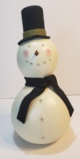 Snowman Gourd Handmade Christmas/Winter Decoration Whimsicle W/ Hat  Scarf