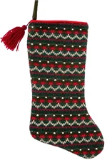 Christmas Stocking Knitted Red tassel Scandinavian Nordic-inspired Fair Isle