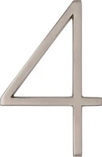 Brushed Nickel 5" Floating House Number Modern Address Plaque Number 4