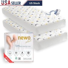 Waterproof Crib Mattress Protector Noiseless Washable Ergonomic Premium 4 Layers