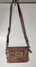 VINTAGE Fossil Maddox Shoulder Bag w/ Crossbody Strap Brown Cow Hide Leather
