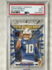PSA 9 - 2023 Donruss Clearly Justin Herbert My House Chargers Red /100