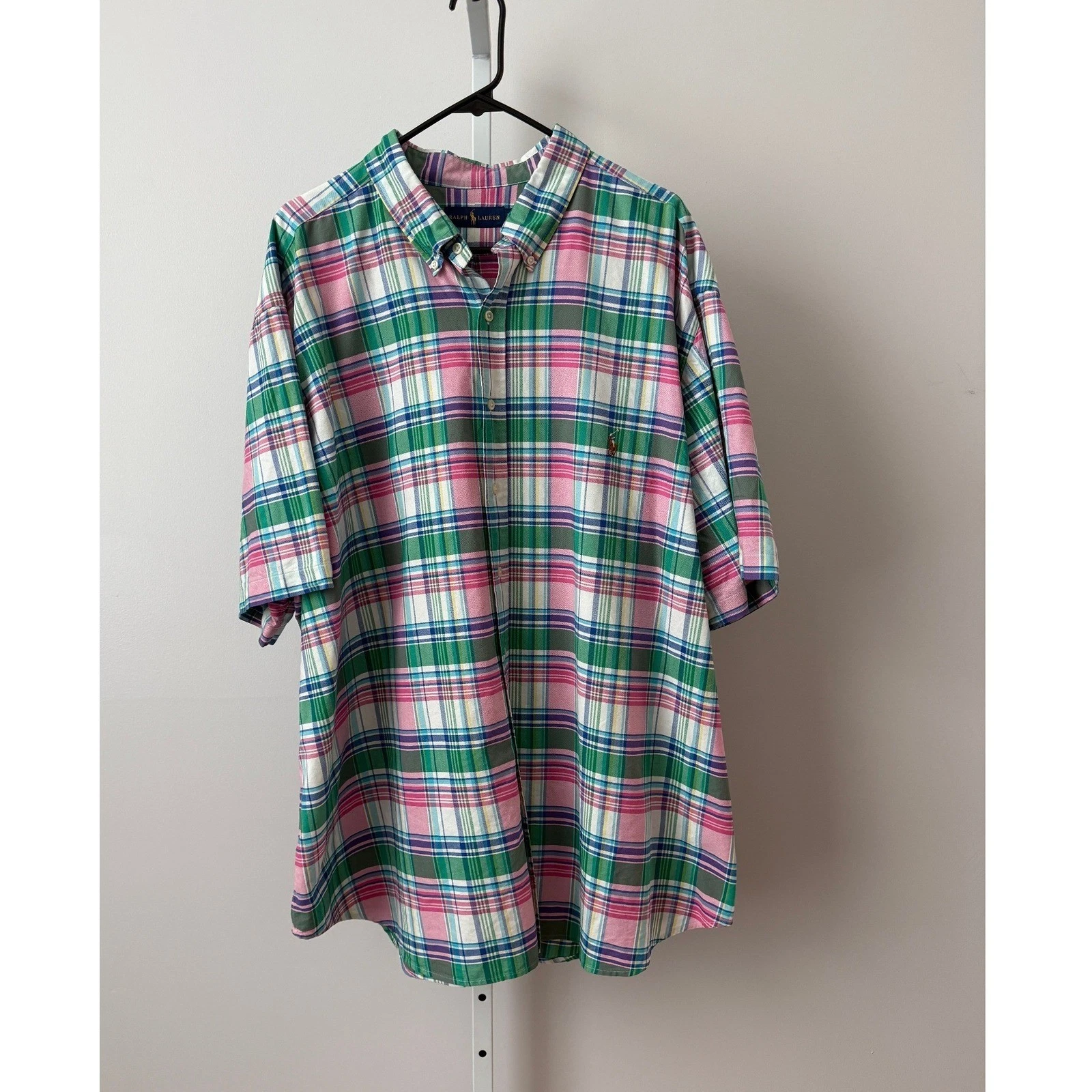 Ralph Lauren 3XB Green Plaid ButtonBig & Tall Shirt Ivy League Clean Classic