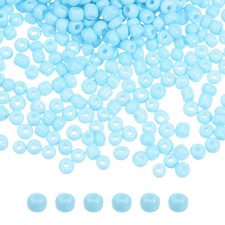 Glass Beads 3mm Hole Loose Beads for Bracelet Earring Making Light Blue