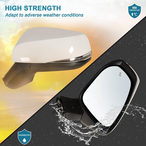 Left Driver Side Mirror Fits 2019-2025 Toyota Rav4 with Power L-8pins, White - Picture 3 of 5