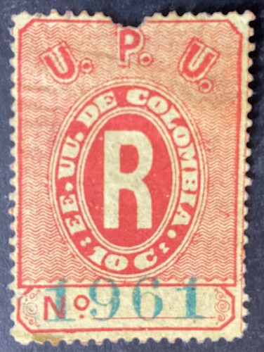 Colombia 1883 10 cent red & yellow UPU stamp used