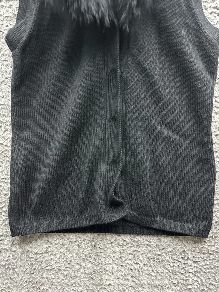 Chaleco con botones de piel de lana Diane Von Furstenberg negro para mujer talla S Foto 4 de 4