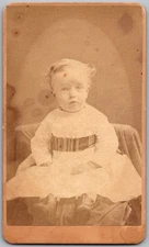Antique CDV Circa 1870s E.I. Goss Cute Baby In Dress Waltham MA