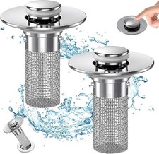 Pop-Up Drain Stopper for Bathroom Sink   Stainless Steel Filter  Hair Catcher