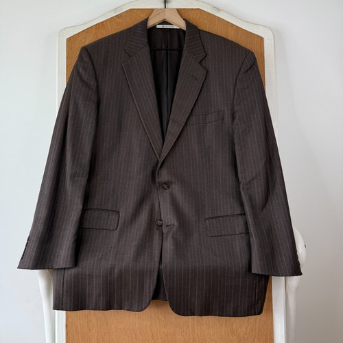 Hickey Freeman Suit Mens 42R Brown Pinstripe 2 Button 100% Wool Canvas 38x33 - Picture 2 of 22