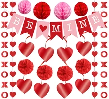 21Pcs Valentine'S Day Decorations Set - Pre-Assembled BE MINE Banner with Heart 