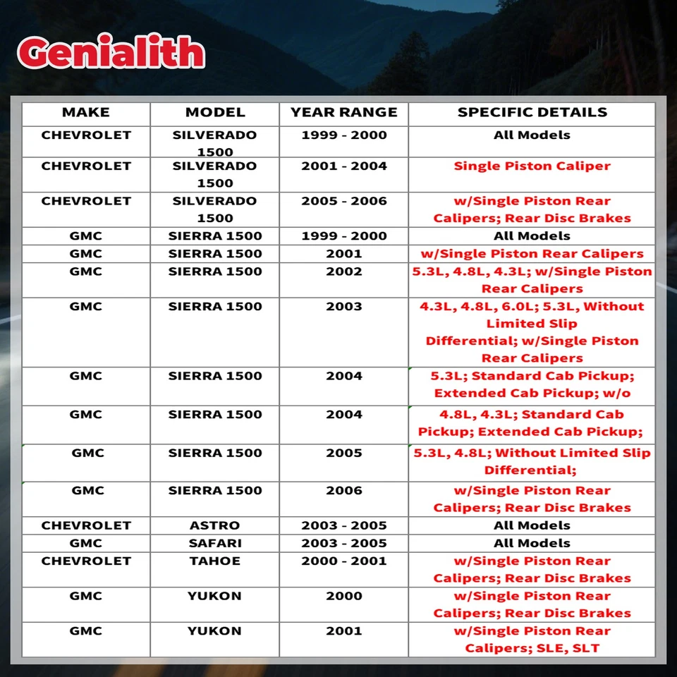 Front Rear Disc Rotors Brakes Pads For 1999-2006 Chevy Silverado GMC Sierra 1500 - Image 2 of 4
