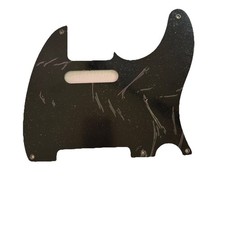 Vintage style black 1 ply Tele guitar pickguard. Plastic protective coating.