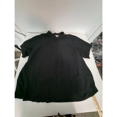 Stretch white stag womens plus 22W/24W black button down