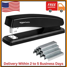 Stapler with 1000 Staples, Office Stapler, 25 Sheet Capacity, Non-Slip, Black