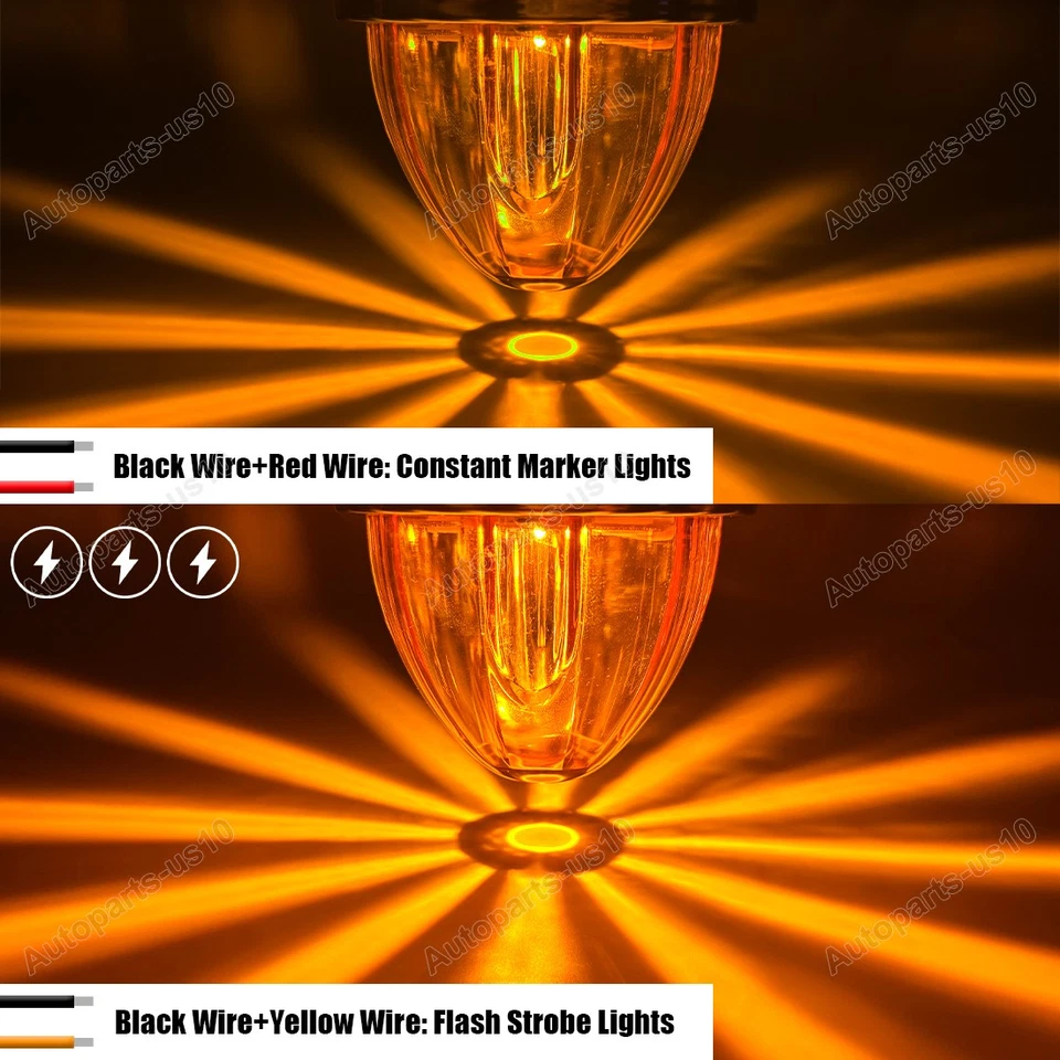 Luz estroboscópica estable + sandía ámbar 4 piezas para Kenworth Peterbilt Freightliner Foto 3 de 4