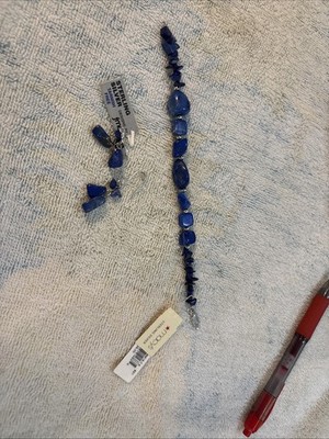 7 Inch Bracelet And Earrings With All Natural Stone Sterling Silver NWT By FMC