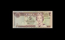 2002 BRITISH COLONY FIJI 5 DOLLARS QEII $5  AG  (( GEM UNC ))