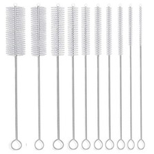 Long Straw Brush Nylon Pipe Tube Cleaner Assorted 8 Inch White set 10 Pcs