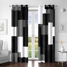 Tyrot Black Grey 100 Blackout Curtains for Bedroom 84 inch Long 2 Panels Set Wh
