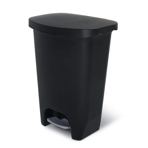 Glad Trash Can w/Lid, Foot Pedal & Garbage Bag Rings, 13 Gal, Black (Open Box)
