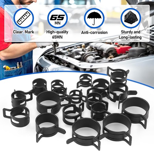 Schlauchklemmen Sortiment 100 Stück 6 bis 25 mm Federbandschellen Set mit Box - Bild 5 von 9