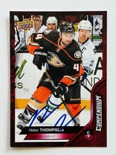 Nate Thompson Ducks Autographed 2016-17 UD Compendium Red Hockey Card #304 COA