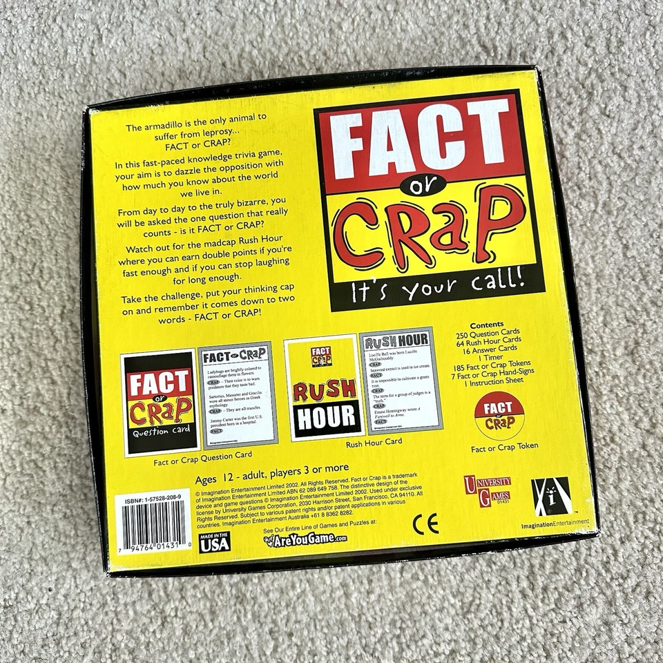 FACT OR CRAP Trivia Game - 2002 Imagination Entertainment -  CONTENTS UNUSED!! - Image 2 of 4