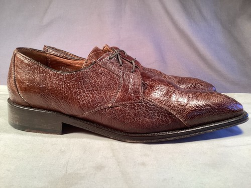Vintage italienische handgefertigte echte Strauß CACTOBERIA COSEAUA elegante Herrenschuhe 10M - Bild 4 von 12