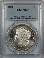 1883-O Morgan Silver Dollar, PCGS MS-64, Better Coin, (Semi PL) JT