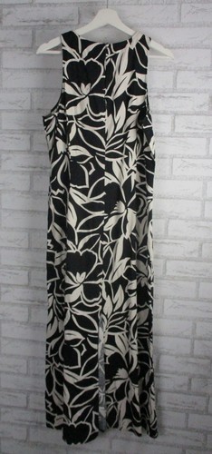 Sportsgirl womens maxi dress black white floral print linen mix 12 split - Picture 7 of 12