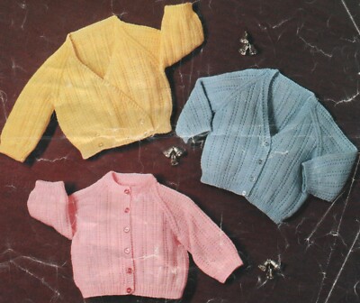 Vintage Strickanleitung für Baby Strickjacken in Quickernit oder 4-fädig (371)