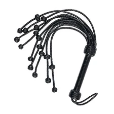 Genuine Cow Hide Leather Flogger Cat O Nine Braided Falls Whip Sturdy Naughts