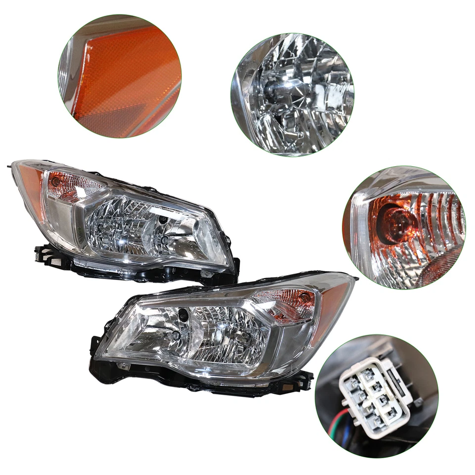 1 Pair Headlights For Forester Subaru 2014 2015 2016 Headlight with Chrome Bezel Foto 4 de 4