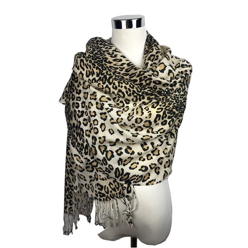 Women's Leopard Print Pashmina Scarf/Shawl Print Party Wedding Wrap - Picture 2 of 15