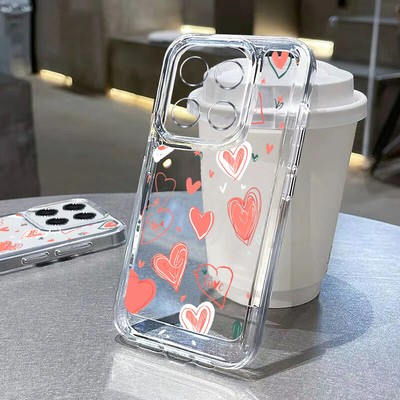Phone Case For Xiaomi Redmi Note 13 12 Pro 13T Poco M6 X6 Pro Heart Clear Cover