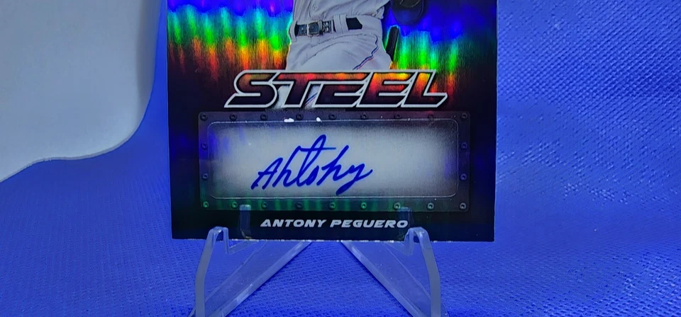 ANTONY PEGUERO 2023 LEAF TRINITY STEEL BLUE AUTOGRAPH AUTO # 7/10 - Image 2 of 4