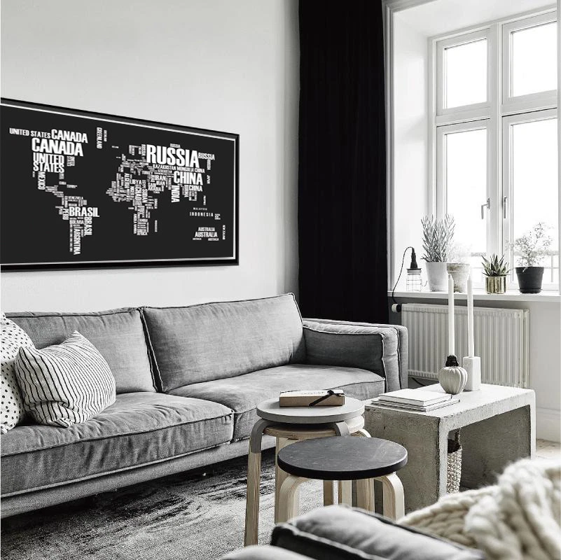 Banner World Map Travel Wonder Art Silk Canvas Poster Painting No Frame BM14 - Image 3 of 4