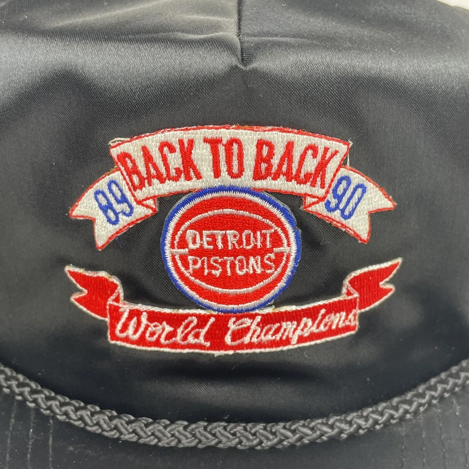 Vintage Detroit Pistons Back to Back 89/90 NBA World Champions Satin Hat RARE - Image 2 of 4