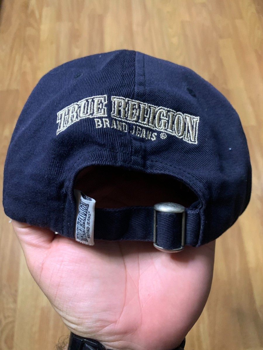True Religion Hat Cap Strapback Blue Brand Jeans World Tour Buddha